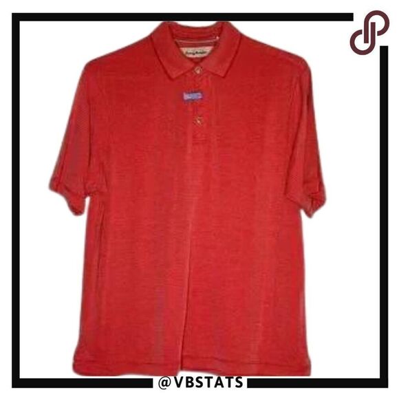 Small Tommy Bahama Red-Orange SS Polo - Picture 1 of 4